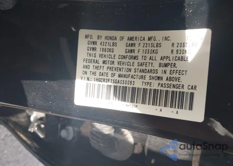 2016 Honda Accord Ex from USA, damaged, VIN 1HGCR2F75GA050093